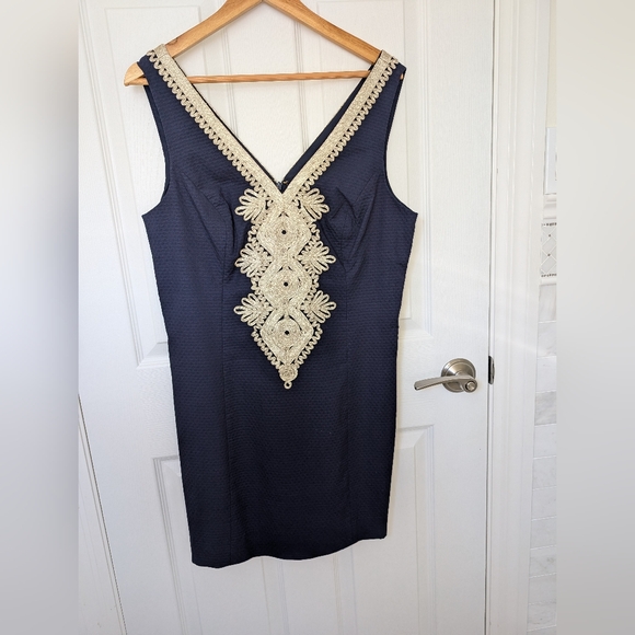 NWT Navy&Gold Lilly Pulitzer Dress - Picture 2 of 10